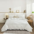 thumbnail image 1 of Move Over Tassel Bedding Sets Twin White Ruffle Pattern Chic Farmhouse Duvet Cover Set Washed Microfiber No Filling, 1 of 9