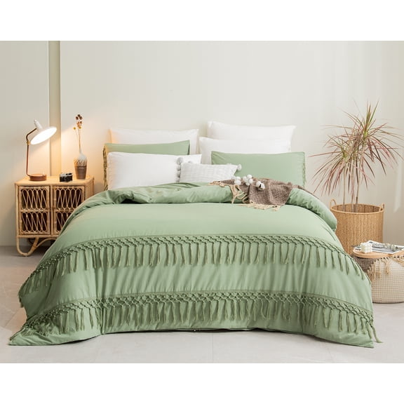 Move Over Taupe Bedding Set Soft Washed Microfiber Mini Camel Pom Poms Duvet Cover Set King