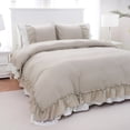 thumbnail image 1 of Move Over Taupe Ruffle Duvet Cover Set King Boho Ruffled Pattern Design Taupe Bedding Set for Bedroom, 1 of 8