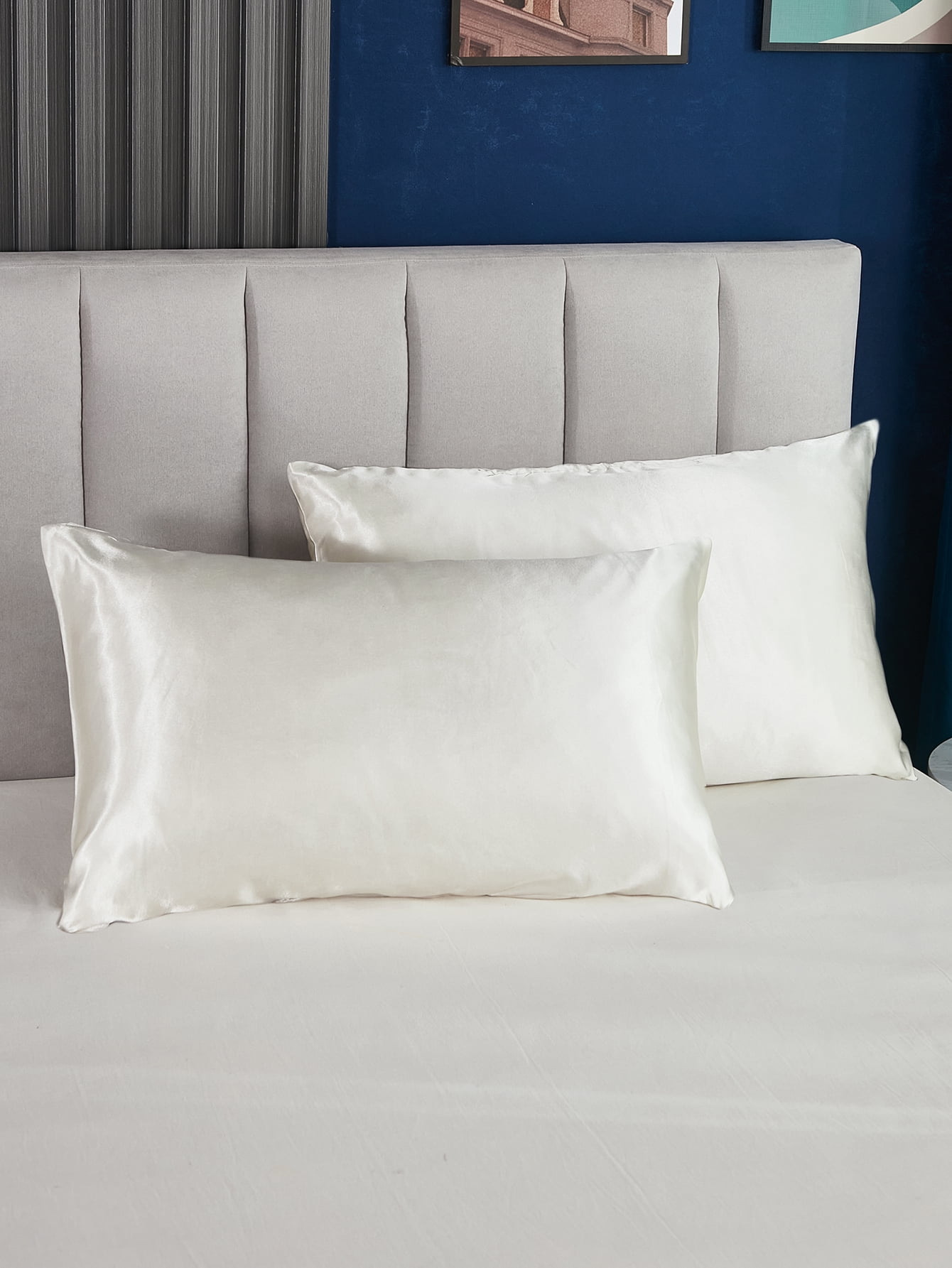 Move Over Taupe Satin Pillowcases King, Silk like Satin Pillow Cover Set of 2, Silky Microfiber Solid Pattern, 2 Pack