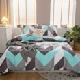 thumbnail image 1 of Move Over Teal Gray Bedding Sets Twin Geometric Pattern Soft Brushed Microfiber Duvet Cover Set No Filling, 1 of 6
