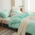 thumbnail image 1 of Move Over Turquoise Bedding Sets Queen Pom Poms Pattern 100% Washed Microfiber Duvet Cover Set No Filling, 1 of 10