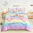 thumbnail image 1 of Move Over Unicorn Bedding Sets Queen Pink Girls Duvet Cover Set Flowers Unicorn Pattern Microfiber No Filling, 1 of 3