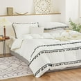 thumbnail image 1 of Move Over White Bedding Sets Queen Black Triple Layer Tassel Duvet Cover Set Solid White Pattern Washed Microfiber No Filling, 1 of 7