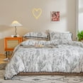 thumbnail image 1 of Move Over White Black Floral Bedding Sets King Ball Fringe Pattern Microfiber Sketch Teens Duvet Cover Set No Filling, 1 of 9