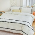 thumbnail image 1 of Move Over White Black Pom Poms Bedding Set Solid Color Pattern White Macrame Black Ball Duvet Cover Set King No Filling, 1 of 8