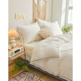 thumbnail image 1 of Move Over White Black Tassel Bedding Sets King Black Mini Tassel Pattern Washed Microfiber Boho Tassle Duvet Cover Set No Filling, 1 of 9