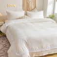 thumbnail image 1 of Move Over White Hollow Square Tassel Duvet Cover Set Queen Tufted Tassel Bedding Sets Solid White Pattern Washed Microfiber No Filling, 1 of 8