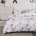 thumbnail image 1 of Move Over White Marble Bedding Queen Brown Geometric Plaid Pattern Soft Microfiber Abstract Duvet Cover Set No Filling, 1 of 7
