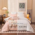 thumbnail image 1 of Move Over White Pink Comforter Set King Pom Poms Boho Bedding Sets White Pom Poms Pattern Microfiber Filling, 1 of 7