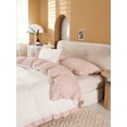 thumbnail image 1 of Move Over White Pink Ruffle Bedding Sets Queen White Pink Reversible Duvet Cover Set Washed Microfiber Pink Girls Ruffled Pattern No Filling, 1 of 8