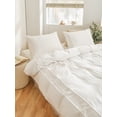 thumbnail image 1 of Move Over White Pom Poms Bedding Sets Twin, Mini Ball Fringe Pattern, Washed Microfiber, Boho White Duvet Cover Set, No Filling, 1 of 9