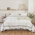 thumbnail image 1 of Move Over White Ruched Pom Poms Duvet Cover Set  100% Washed Microfiber Black Pom Poms Pattern  Bedding Sets Twin, 1 of 8