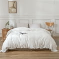 thumbnail image 1 of Move Over White Ruffle Duvet Cover King Only Soft Washed Microfiber Bedding Set Ruffled Pattern No Filling, 1 of 10