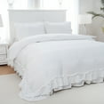 thumbnail image 1 of Move Over White Ruffle Duvet Cover Set Queen Size 2 Layer Ruffled Pattern Soft Microfiber White Ruffle Bedding Set, 1 of 8