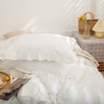 thumbnail image 1 of Move Over White Ruffle Pillow Shams Queen Ruffled Pattern Washed Microfiber 2 Pack, 1 of 9
