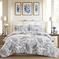 thumbnail image 1 of Move Over Paisley Duvet Cover Set Queen Size 100% Cotton Bohemian Duvet Cover Set 3 Pieces Soft and Lightweight Boho Chic Gray Paisley Floral Bedding Set with Zipper Closure and Corner Ties, 1 of 7