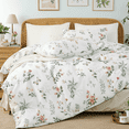 thumbnail image 1 of Move Over Pink Floral Duvet Cover Set Queen 100% Cotton Green Leaves and Pink Flower Bedding Set 3 Pcs Aesthetic and Breathable Garden Floral Duvet Cover Set, 1 of 7