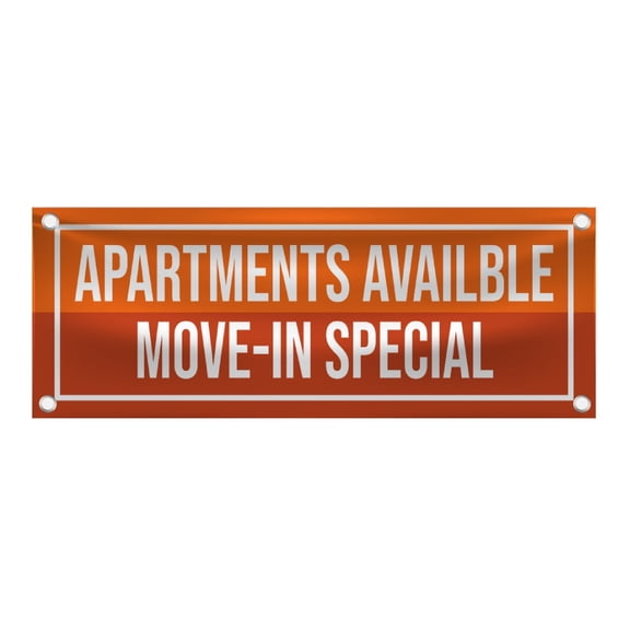 Move In Special Apartments Vinyl Banner, Real Estate Marketing Sign, Property Management Promotion, New Tenant Welcome Orange Dcor - 48"x18" Vinyl Banner - 4 Corner Grommets - BAN0005