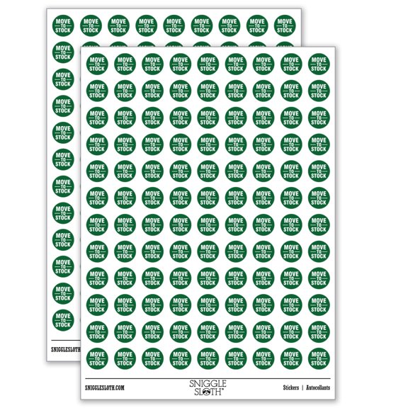 Move To Stock Inventory Management Manufacturing Label 200+ Round Stickers - Gloss Finish - 0.50" Size - Dark Green