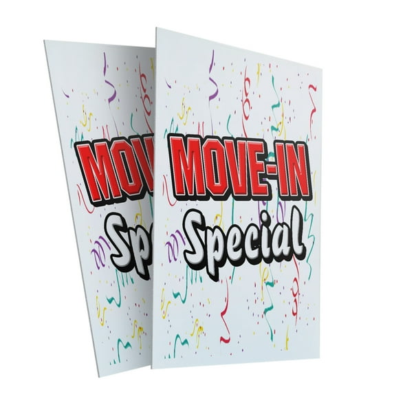 Move-in Special (2-PACK) 24" x 36" Plastic Signs | Sign Insert 4mm Corrugated Plastic Signs Storefront Window Poster