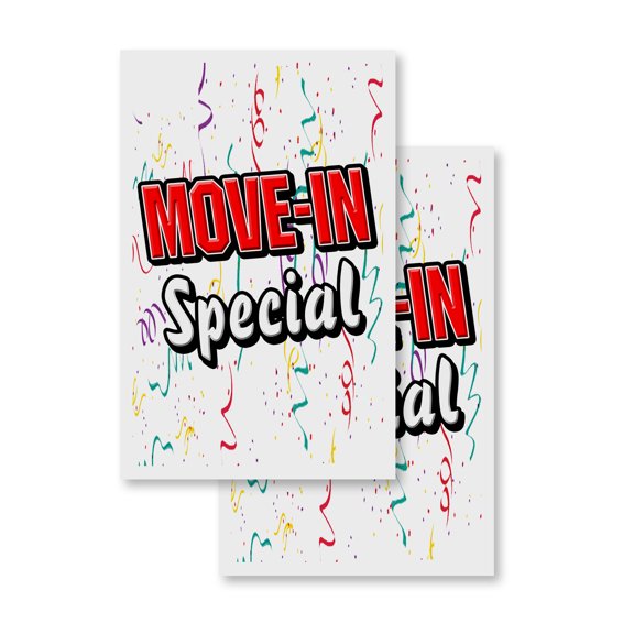 Move-in Special (2-PACK) 24" x 36" Vinyl Decals | Sign Insert Peel & Stick Decals Stickers Window Signs