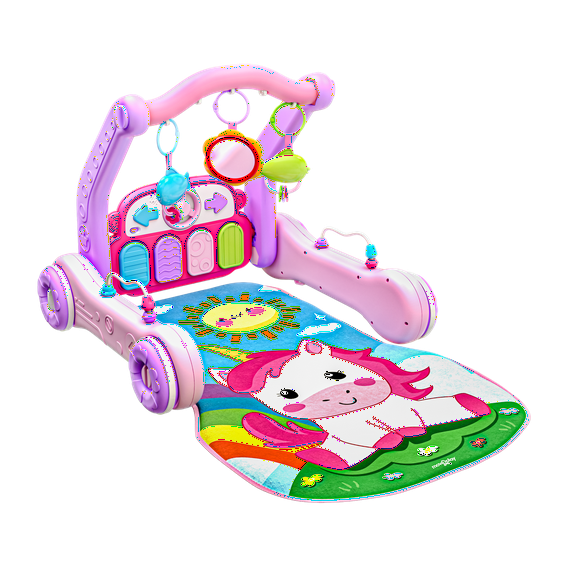 Move2Play, 4-in-1 Baby Play Mat & Activity Center Gym | Walker | Infant Toy for Tummy Time | Birthday Gift for 3, 4, 5, 6, 7, 8, 9, 10, 12 + Month Old Boys & Girls (Pink)