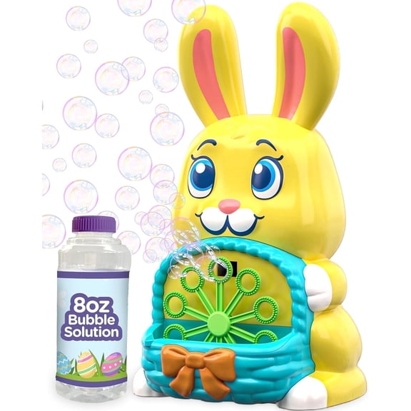 Move2Play, Bunny Bubble Blower | Easter Toy & Gift for Toddlers & Kids | Bubble Machine Toy for Girls & Boys Ages 1-4+ | Indoor/Outdoor Fun | Birthday & Easter Basket Stuffer