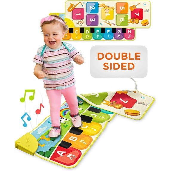 Move2Play, Double Sided Piano Mat, 50+ Sounds & Songs | Birthday Gift for 1 2 3 4+ Year Old Girls and Boys | Toy for Baby & Toddlers