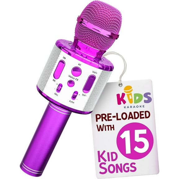 Move2Play, Kids Karaoke Microphone | Includes Bluetooth & 15 Pre-Loaded Nursery Rhymes | Birthday Gift for Girls, Boys & Toddlers | Girls Toy Ages 2, 3, 4-5, 6 Years Old