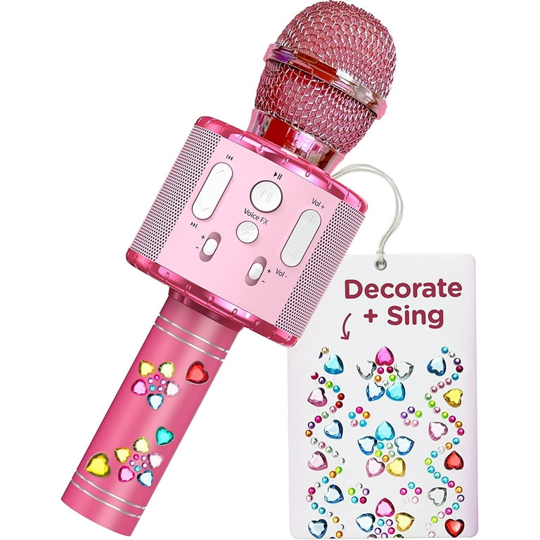 Move2Play Karaoke Microphone for Kids with Jewel Stickers