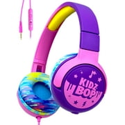 Move2Play Kidz Bop Wired Headphones for Kids | Microphone | 3.5mm Plug | Volume Limiting 85dB/94dB | Soft Pads | Adjustable | School Use | Gift 3 4 5 6 7 8+ Year Old Girls Boys Toddlers