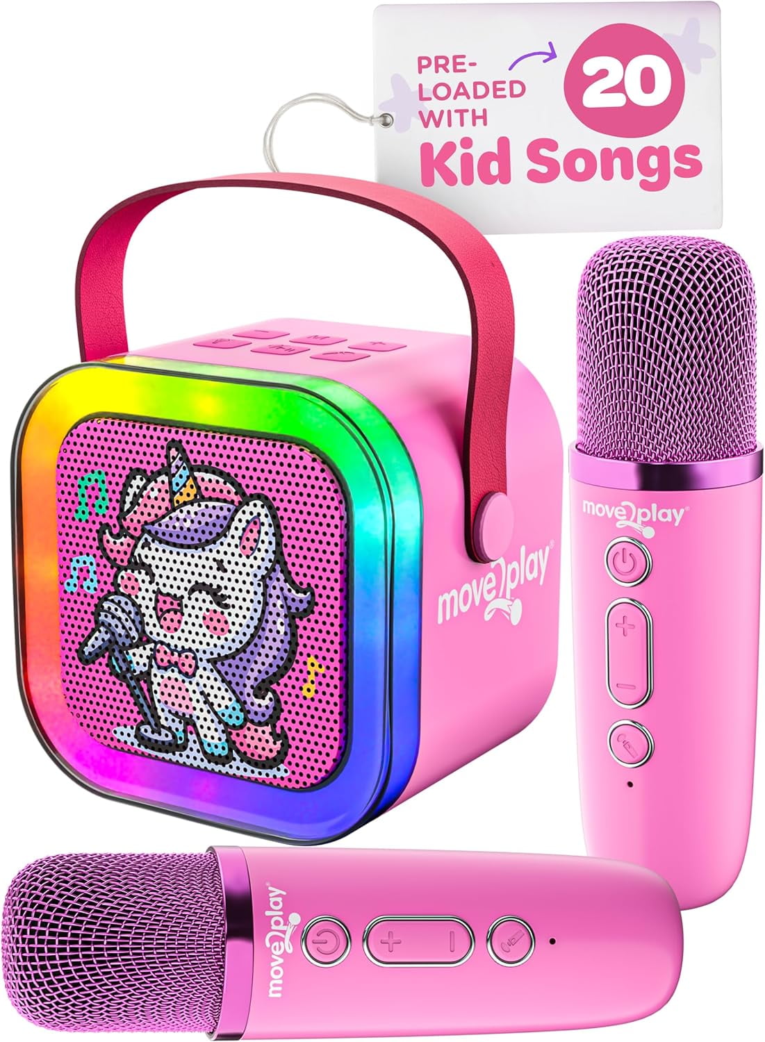 Move2Play Mini Karaoke Machine for Kids | includes 20+ Kids Songs