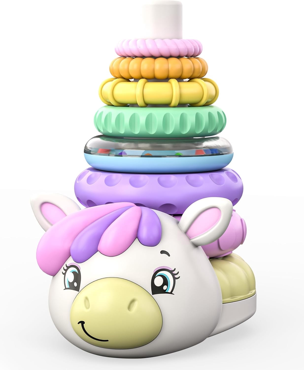 Move2Play, Unicorn Stacking Toy, Includes 7 Unique Rings, Montessori Development, Baby Toy, Gift for 1 Year Old Boys & Girls, Ages 0-6+, 9, 10, 12, 18+ Months