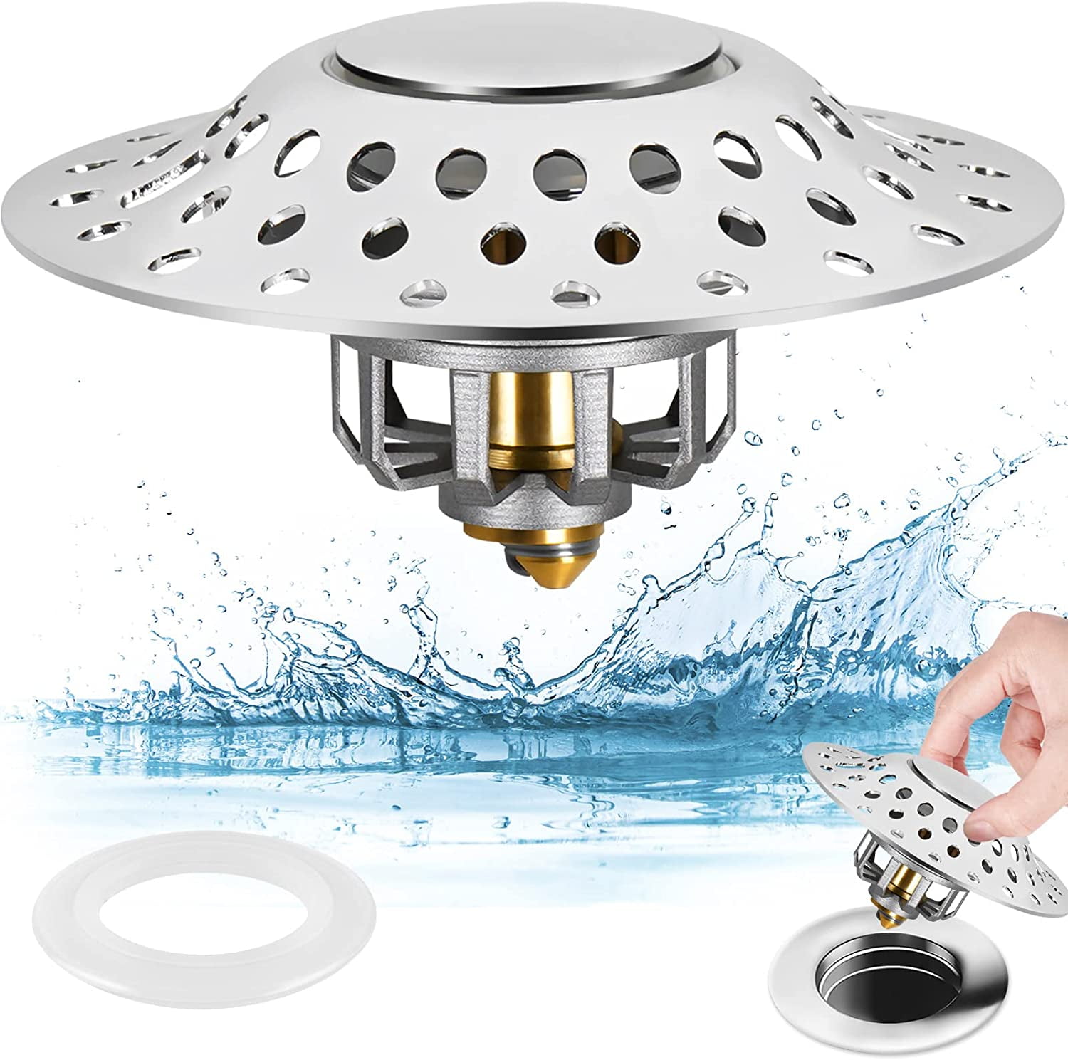 MoveCatcher Bathtub Stopper with Cover Hair Collector, Bathtub Drain