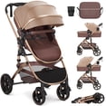 thumbnail image 1 of MoveEase 2 in 1 Baby Stroller,Convertible Infant Strollers Reversible with Cup Holder & Storage Bag,Brown, 1 of 7