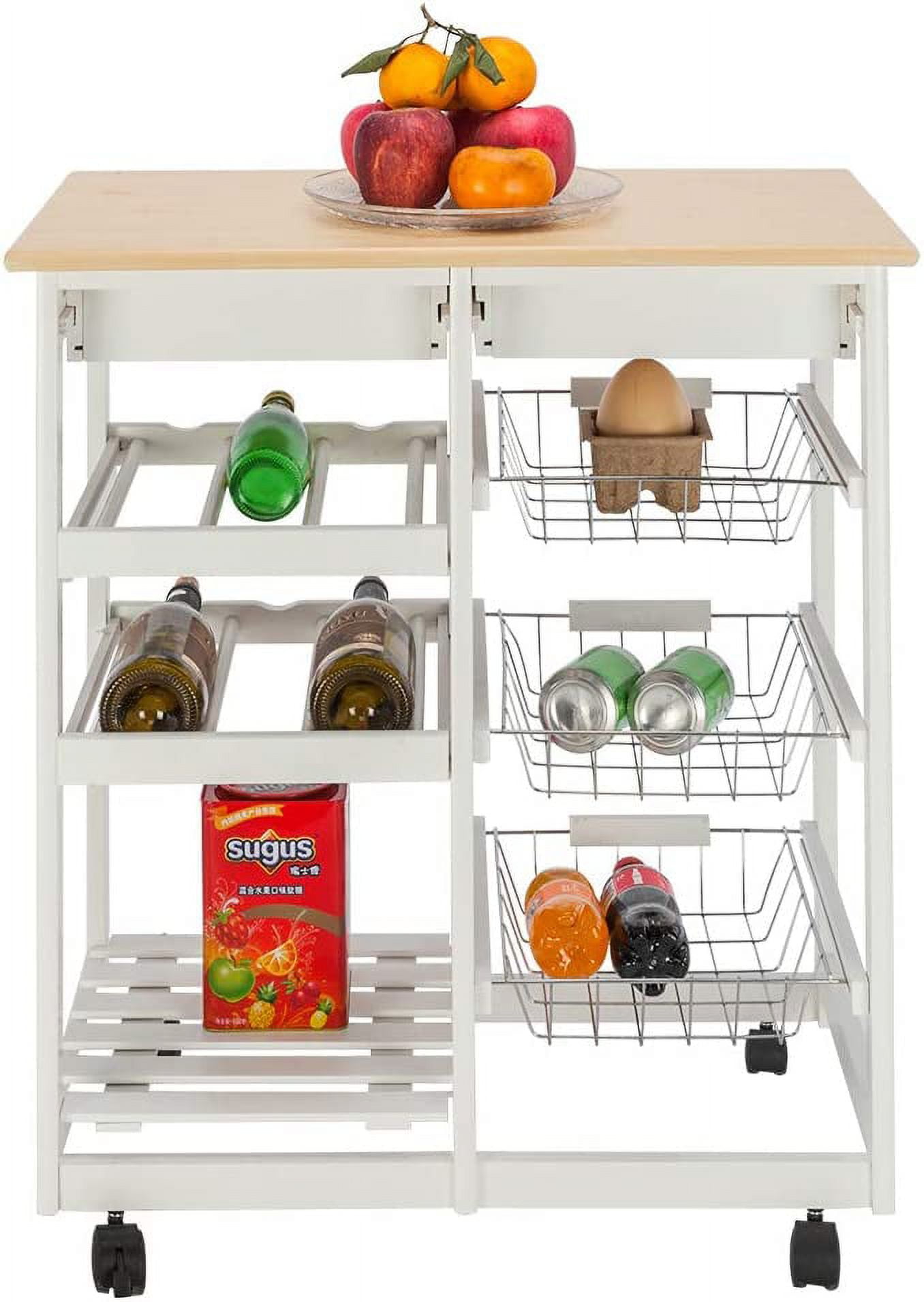 Moveable Kitchen Cart Rolling Wood Kitchen Island Storage Trolley