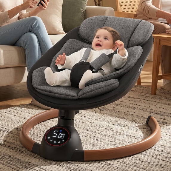 MoveEase Electric Baby Swing for Infants, 5 Motion Speeds, Remote Control, Compact Foldable Design, Black