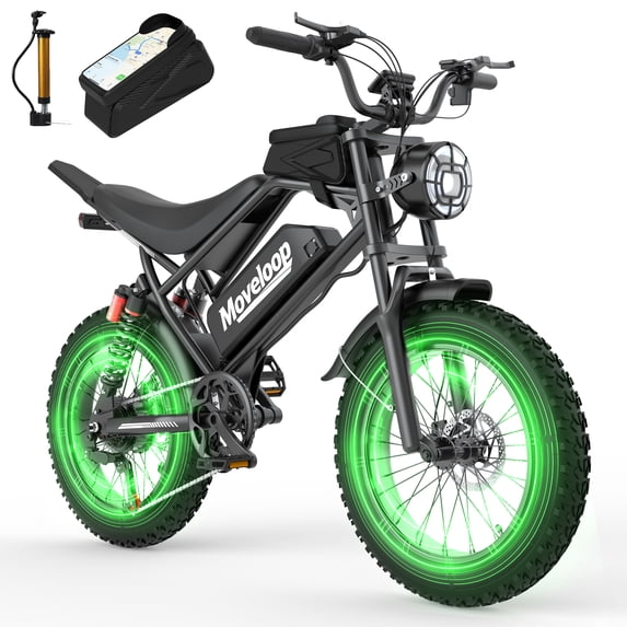 Moveloop Ebike for Adults, 750W Motor, 20"x4" Fat Tire Electric Bike, Max 70 Miles Range, 48V/15.6Ah Mountain 28MPH E-Bike, Full Suspension, NFC Unlock
