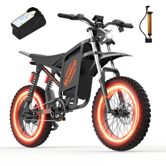Moveloop Electric Bike for Adults, 750W Rated Brushless Motor, 48V 22.4AH Ebike, 20" Fat Tire, 28MPH, Max 80 Miles Range, Hydraulic Brake, Full Suspension, UL2849