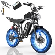Moveloop Electric Bikes for Adults, 3000W Peak Dual Motor 35MPH Ebike, 48V 20Ah Removable Battery, 20 Fat Tire E Mountain Bike, Full Suspension and 7-Speed, UL 2849