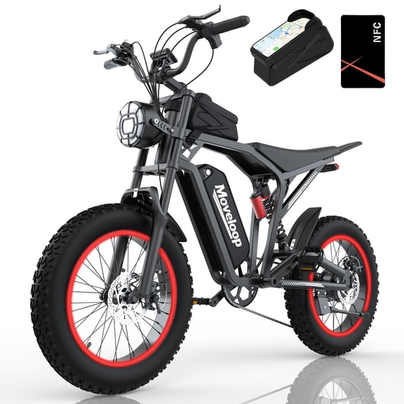 Moveloop Electric Bikes, Peak 1500W Motor 31 MPH Ebikes for Adults, 48V 15.6Ah Battery, 20"x4" Fat Tire E-Mountain Bike, NFC Unlock, UL 2849