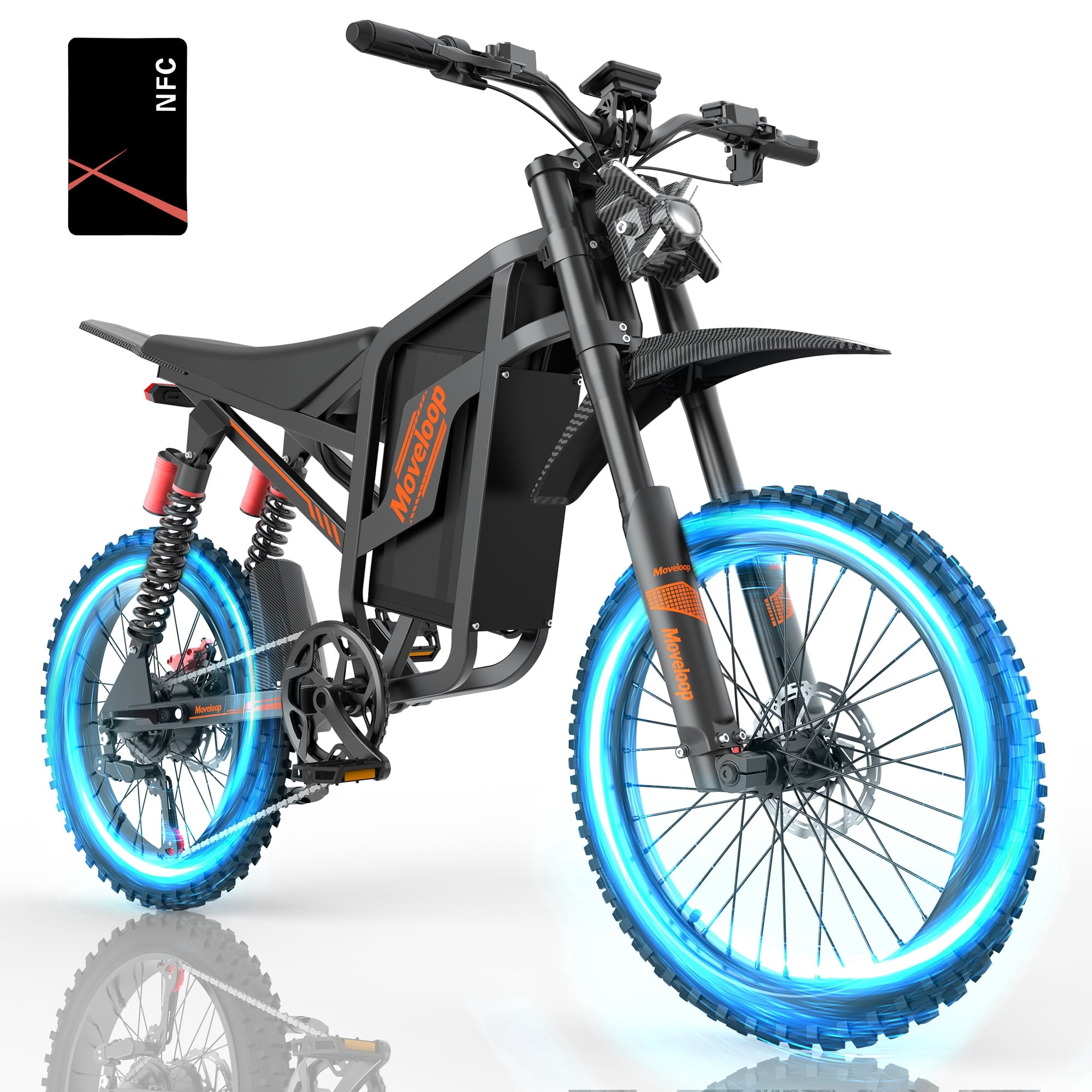Moveloop Electric Bikes for Adults, 3000W Peak 35MPH Dirt Ebike, 48V 32AH Battery, 19" Off-Road Tire Electric Mountain Bike, UL2849, NFC Unlock
