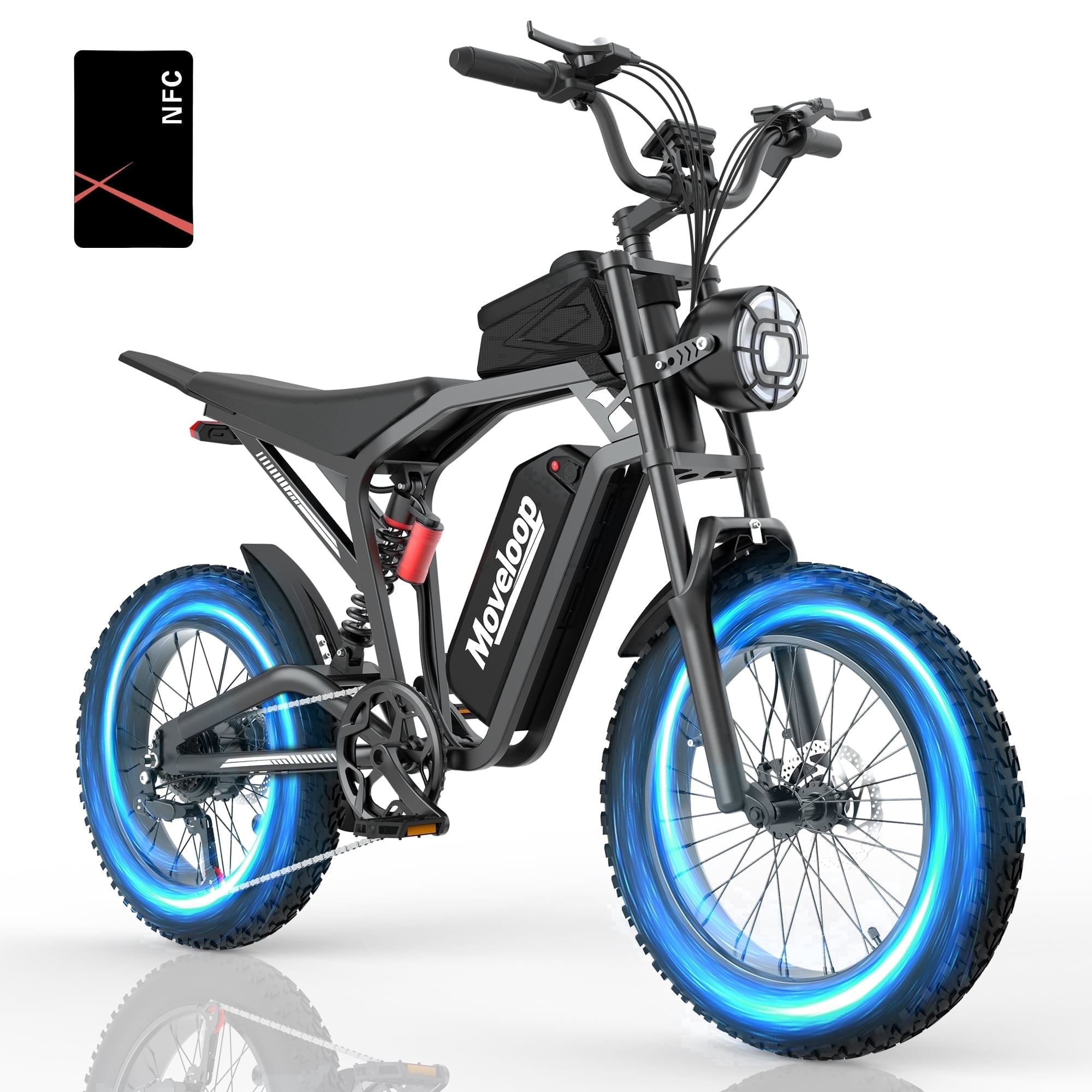 Moveloop T1 Electric Bike for Adults 1500W Motor Ebike, 20"x 4.0" Fat Tire Electric Bicycle, 48V 20AH Mountain Bike UL2849