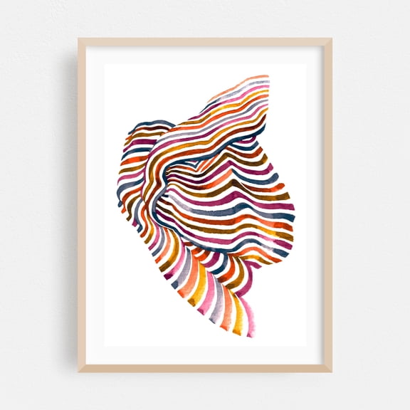 Movement - Painting Abstract Modern Art Psychedelic Geometric Surrealism Pattern Oak Framed Wall Art Print 12 x 18 inches