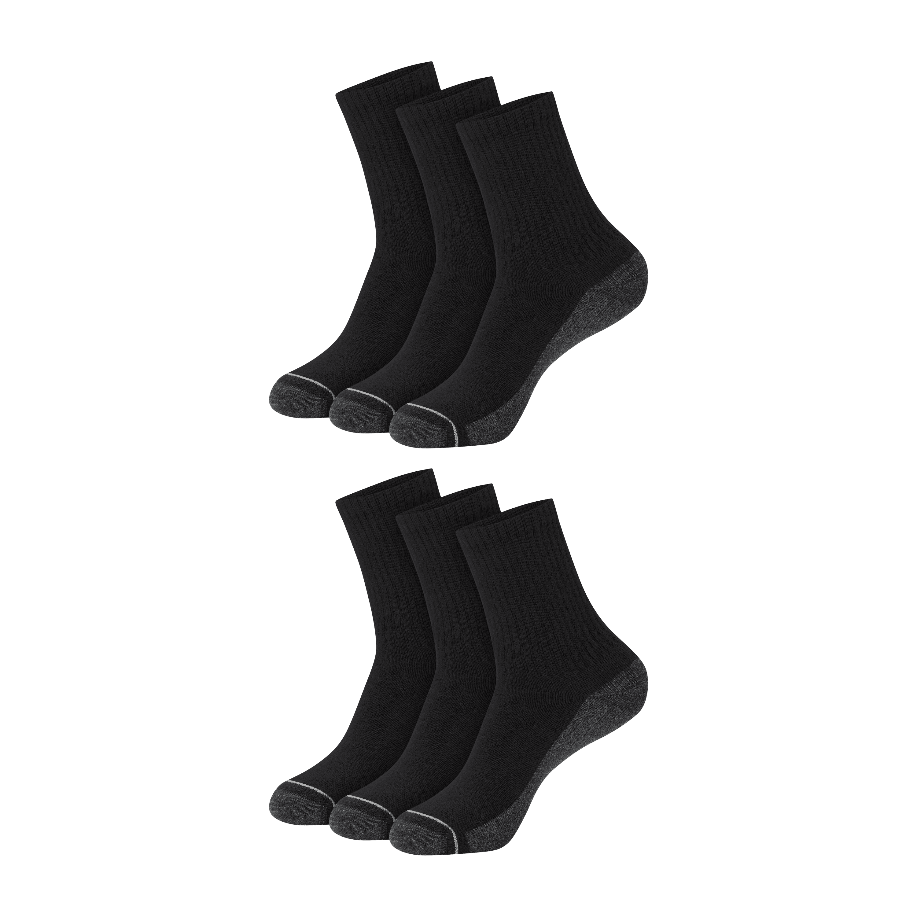 Hanes Mens Mid-Crew Socks, Max Cushion, Cool Comfort, 6-Pack, Size 6-12