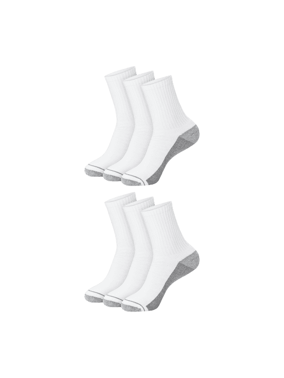 Mens Mid-Crew Socks, Max Cushion, Cool Comfort, 6-Pack, Size 6-12