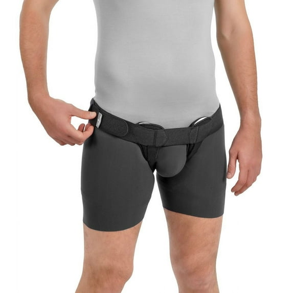 Movibrace Inguinal Groin Hernia Brace Unisex Black | Left, Right or Double | (Double |, Large)