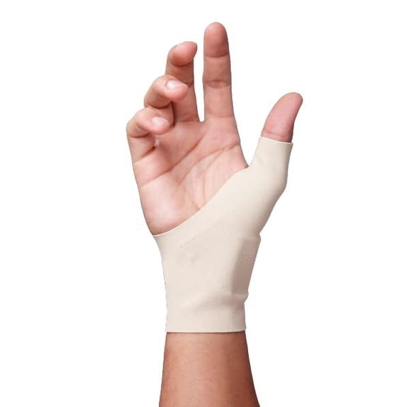 MOVIBRACE Silicone Padded Thumb and Wrist Compression Sleeve, Beige, XL