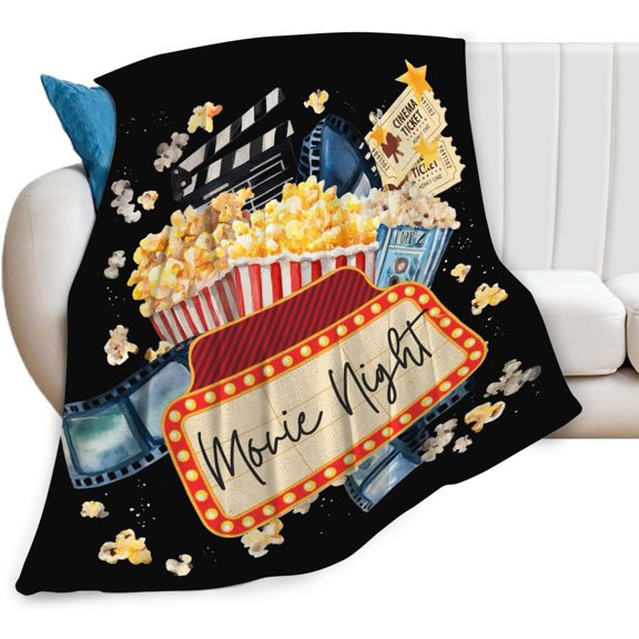 Movie Blanket Popcorn Gifts for Girls Boys Movie Theater Throw Blankets Cozy Plush Fleece Decor Flannel Fuzzy for Women Men 60"X50"